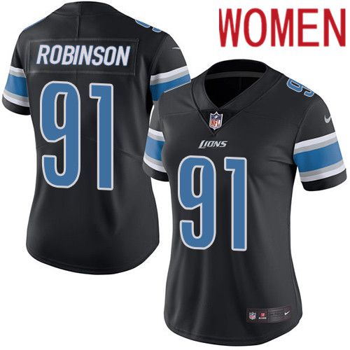 Women Detroit Lions #91 AShawn Robinson Nike Black Vapor Limited NFL Jersey->women nfl jersey->Women Jersey